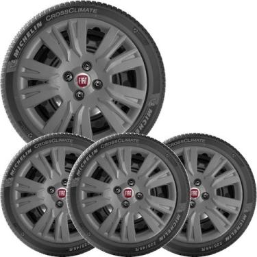 Imagem de 4x Calota Fiat Uno Palio Aro 13 Grafite com Emblema 220cb - grid