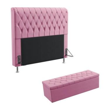 Imagem de Kit Cabeceira Estofada Decorativa Para Cama Box Bellatrix 195 Para Cam