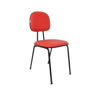 Imagem de Cadeira Fixa Secretaria Polo - Maiart, Vermelho, Couro Sintetico Coran