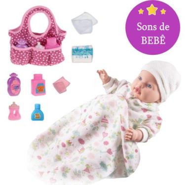 Imagem de Kit Boneca Rose Ring Recem Nascida Sons de Bebe + Bolsinha - Milk Brin