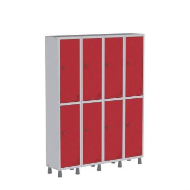 Imagem de Roupeiro Aco Light 4v 08 Portas Gr304/8pri Cinza/Vermelho