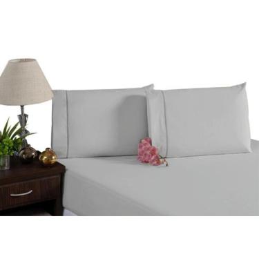 Imagem de Jogo De Cama Casal 100% Algodão Percal 180 Fios - Cecília Casa, Cinza