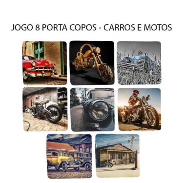 Imagem de Presente Perfeito 8 Porta Copos com Carros e Motos Retrô Quadrado - De