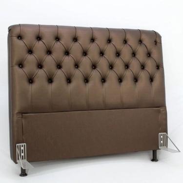 Imagem de Cabeceira de Cama Box Casal 138cm Pádua Couro Café