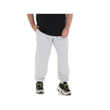 Imagem de Calça de moletom plus size 100% algodão masculina feminina 3 bolsos co