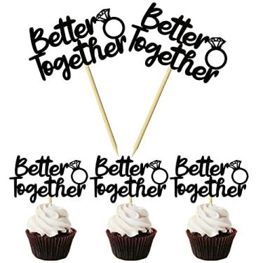 Imagem de 24 peças de anéis de diamante Better Together, enfeite de cupcake, decoração de festa de casamento, suprimentos para bolos MGPFERD