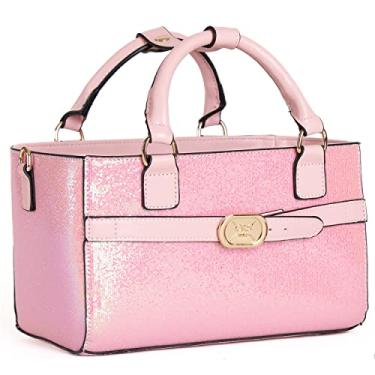 Imagem de CRS Cross Bolsa lateral para pista – Bolsa de acessórios para patinação artística, patinação no gelo, rolo, balé, dança, torcida, tênis, Rosa brilhante, One Size