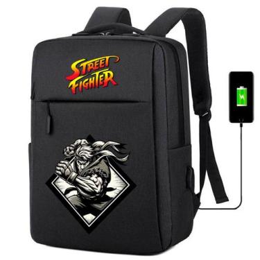 Imagem de Mochila USB Escolar Estampa Infantil Street Figther Notebooks, Trabalh