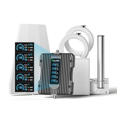 Imagem de Amplificador de celular para casa com tela LCD, amplificador de sinal de celular de cinco bandas de até 5.000 pés quadrados, Boost 5G e 4G LTE para todas as operadoras dos EUA - Verizon, AT&T,