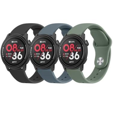 Imagem de Meliya Pulseiras para relógio inteligente Coros Pace 3/Apex Pro, pulseira de substituição de silicone macio de 22 mm (preto + azul cinza + cacto)