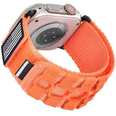 Imagem de KEEGOP Pulseira esportiva de nylon compatível com Apple Watch Series 10 de 46 mm, 49 mm, 45 mm, 42 mm e 44 mm, para Apple Watch Ultra 2 SE séries 10, 9, 8, 7, 6, 5, 4, 3, 2, 1, laranja