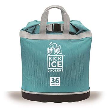 Imagem de Bolsa seca KickIce + refrigerador macio com forro à prova de vazamento livre de PVC + fecho de rolo para caiaque, praia, rafting, passeios de barco, caminhadas, acampamento e pesca, comporta 36 latas + gelo, 30L, azul petróleo