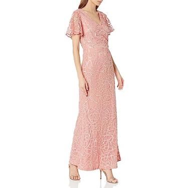 Imagem de JS Collections Vestido feminino de sereia com envoltório sintético de inverno, rosa, 50