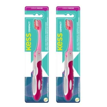 Imagem de Kit Escova Dental Compact Macia Kess Belliz Rosa C/2 - BELLIZ COMPANY