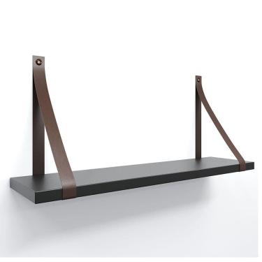 Imagem de Prateleira Em Mdf Preto 60x15cm Com Alça Cor Café