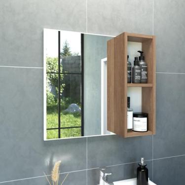 Imagem de Armário aéreo para banheiro 50cm Verona  02 nichos com espelho Branco/