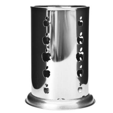 Imagem de Porta talher escorredor de talher de inox redondo vazado com base 16,5