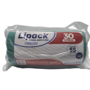 Imagem de Rolo Saco de Lixo Plástico Verde 30 Litros 55 Un Cap. 6kg - Lipack