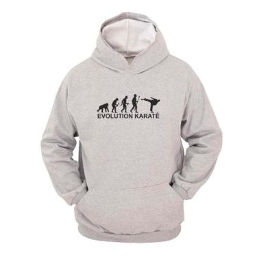 Imagem de Moletom Masculino Canguru Ragor Estampa Evolution Karatê, GG, Cinza