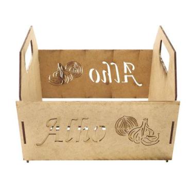 Imagem de Cesto Porta Alho Decoração Enfeite 20x17x15 Mdf Madeira - ATACADÃO DO 