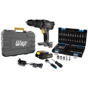Imagem de Kit Furadeira e Parafusadeira WAP a Bateria  - K21 ID03 + Jogo de Soqu