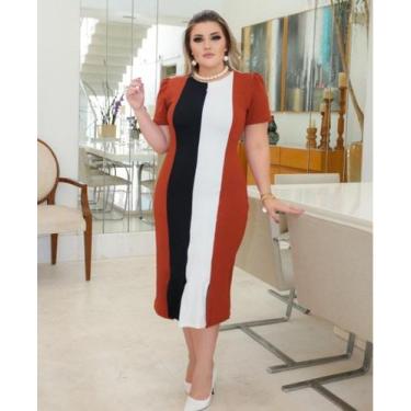 Imagem de Vestido Midi Plus Size Lia Moda Evangélica Feminina - Miss Flower, Ter