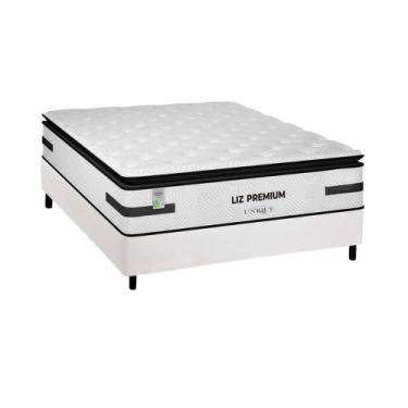Imagem de Conjunto Box Casal: Colchão Molas Plumatex Ensacadas Liz Premium D33 +