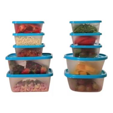 Imagem de Conjunto Kit De 10 Potes Com Tampa Para Marmita E Alimentos - Jaguar U