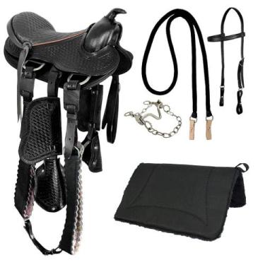 Imagem de Kit Sela Americana Infantil SV01010 - Preta - Selaria Vertentes