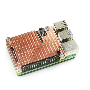 Imagem de Conjunto de estojo de resfriamento passivo protetor de dissipador de calor de cobre puro + acrílico para Raspberry Pi 4B DIY