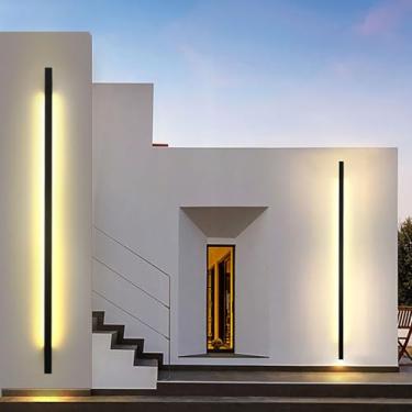 Imagem de Luminária de parede LED para jardim 40W exterior IP65 à prova d'água luzes de parede de segurança de alumínio preto acrílico arandela de parede externa para quintal varanda escadas decorativas (150