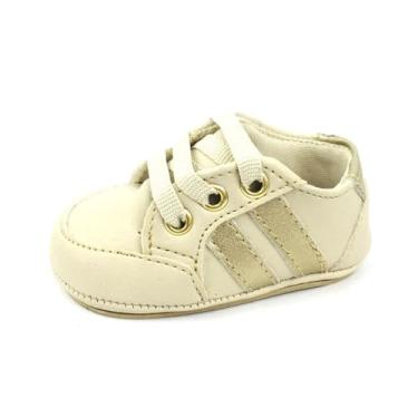 Imagem de Bebê-Sapatinhos recém-nascido e primeiros passos, forrado com tecido espumado14ao20 baby 1901A (Bege Dourado, BR, Bebê, Numérico, 20)
