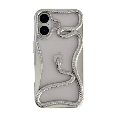 Imagem de FLIRACON Linda capa de telefone macia oca oca cor sólida 3D dissipação de calor compatível com capa de iPhone (P-prata, para iPhone 15 Pro)