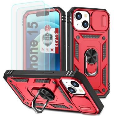 Imagem de Capa para iPhone 4, capa para iPhone 4S com película protetora de tela de vidro temperado, proteção à prova de choque, camada dupla, híbrida, TPU (poliuretano termoplástico) híbrido, capa robusta para Apple iPhone 4S/iPhone 4 - vermelha