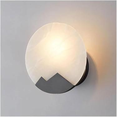 Imagem de Luminárias de parede de luxo Northern Europe Light Full Copper Marble E14/E12 Base Creative Wall Spots Round Personality Hotel Wall Light para Corredor Sala Estudo Cozinha (Preto)
