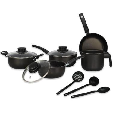 Imagem de Jogo Panelas 8 Peças Preto Antiaderente Com Tampa Vidro Temperado - Do