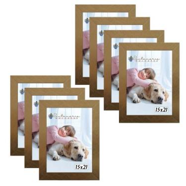 Imagem de Kit 7 Molduras Porta Retrato 15X21 Dourado - Santamaria Molduras
