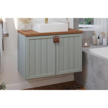 Imagem de Bancada De Banheiro Balcão Alure 2 Portas C- Cuba 80cm Pistache-freijo - Mgm