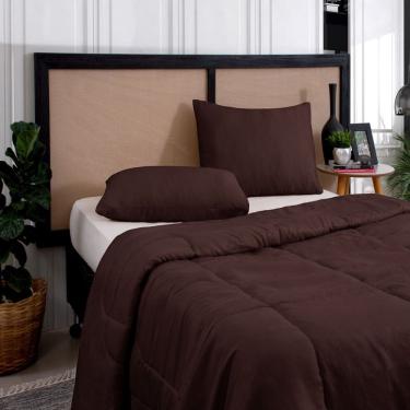 Imagem de Kit Edredom Casal Queen 3 Peças Margarida Cama Box Marrom