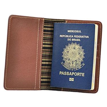 Imagem de Porta Passaporte GO em Couro Galvani, Marrom pinhão