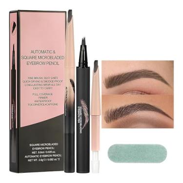 Imagem de Lápis de sobrancelha para mulheres, lápis de microblading para sobrancelhas - Pincel de sobrancelha angular para lágrimas para testa microblading - Lápis de sobrancelha com aplicador de ponta de