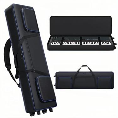 Imagem de Cxinesbag Estojo Para Teclado De 88 Teclas Com Rodas (53,5"X13,8"X6,8"), Bolsa Para Piano Com Alças E Alças De Ombro, Compatível Com Yamaha P125 E A Maioria Dos Estojos Para Piano Com Teclado De 88 Te