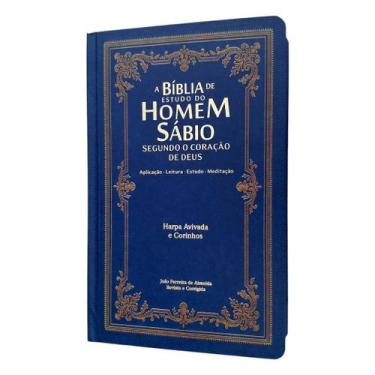 Imagem de Bíblia de estudo do Homem Sábio Clássica Azul com Indice e Capa dura -