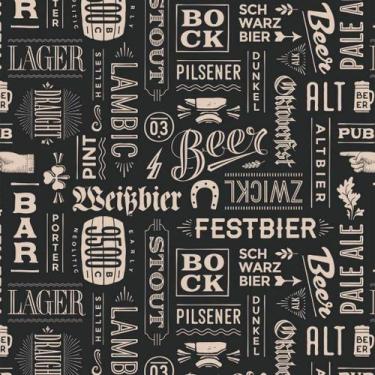 Imagem de Papel de Parede Temático Tipos de Cerveja Escrita 3,3m - NoBrand