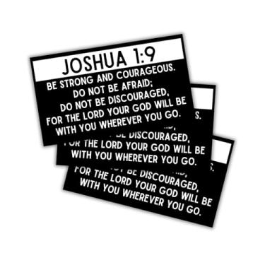 Imagem de Carteiras Joshua 1:9 Versículo da Bíblia 30 unidades 8,9 x 5 cm a granel minimalista preto branco Be Strong and Courageous Pocket Encouragement Girls Church Members Teens Hand Out