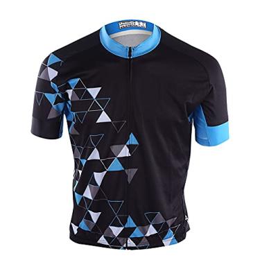 Imagem de Roupas de Ciclismo Masculinas, Camisa de Ciclismo de Mangas Curtas Masculina, Camisa de Secagem Rápida para Ciclismo de Estrada (Top curto azul sete estrelas S)