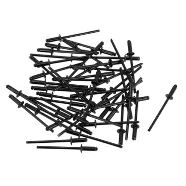Imagem de TUCKBOLD Cabeça de cúpula grande flange rebites cegos pretos 50 peças 3 mm diâmetro de aderência 10 mm comprimento do cabo 6 mm diâmetro da flange ferro