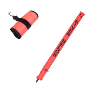 Imagem de Deevoka Marcador de superfície de mergulho Bóia de alta visibilidade portátil Compact Scuba Tube Scuba Diving SMB para mergulho Adultos esportes, Vermelho Fluorescente