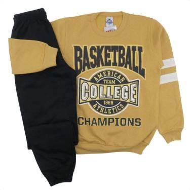 Imagem de Conjunto Juvenil Moletom Flanelado Estampa Basketbal Inverno