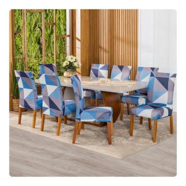 Imagem de Kit Capa De Cadeira 8 Unidades Tecido Malha Gel ESTAMPADA - Lenharo En